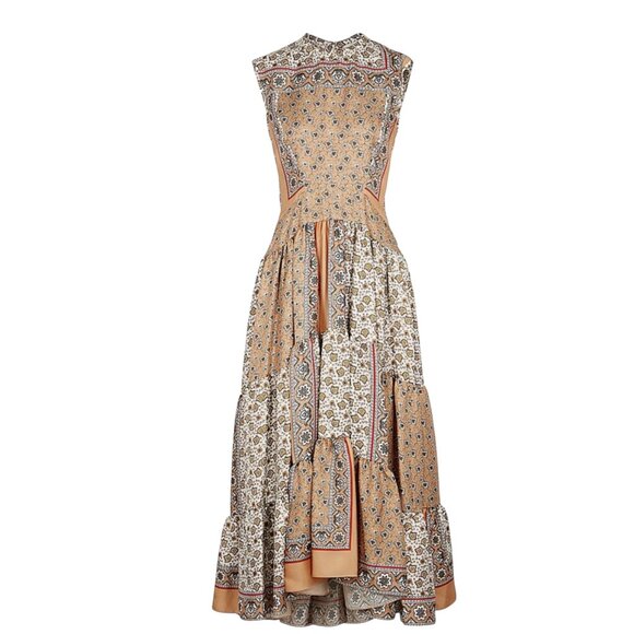 Chloé Follow Bandana-Print Silk Twill Tiered Dress Size S/M NEW - Picture 7 of 12